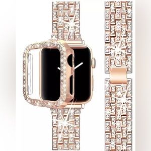 Apple Watch  band 38mm Rose Gold Glitter Metal Diamond Protective Watches4,3,2,1